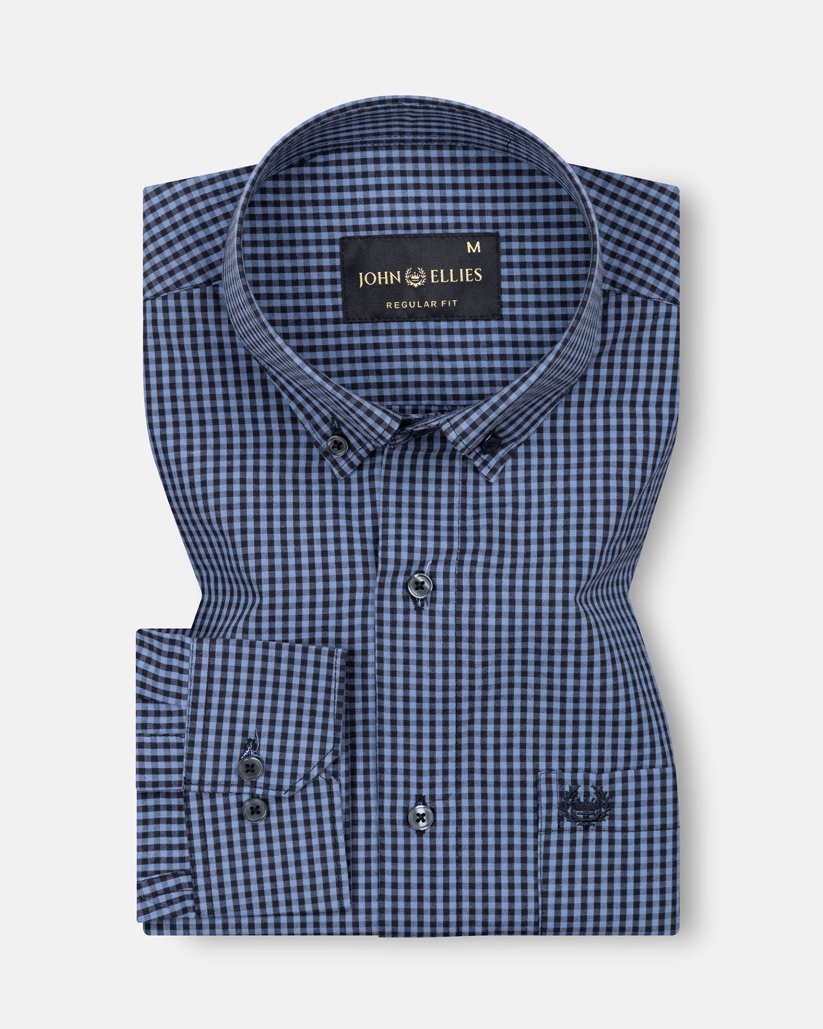 Tauren Grey Check Button Down Cotton Shirt - John Ellies