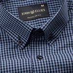 Tauren Grey Check Button Down Cotton Shirt - John Ellies