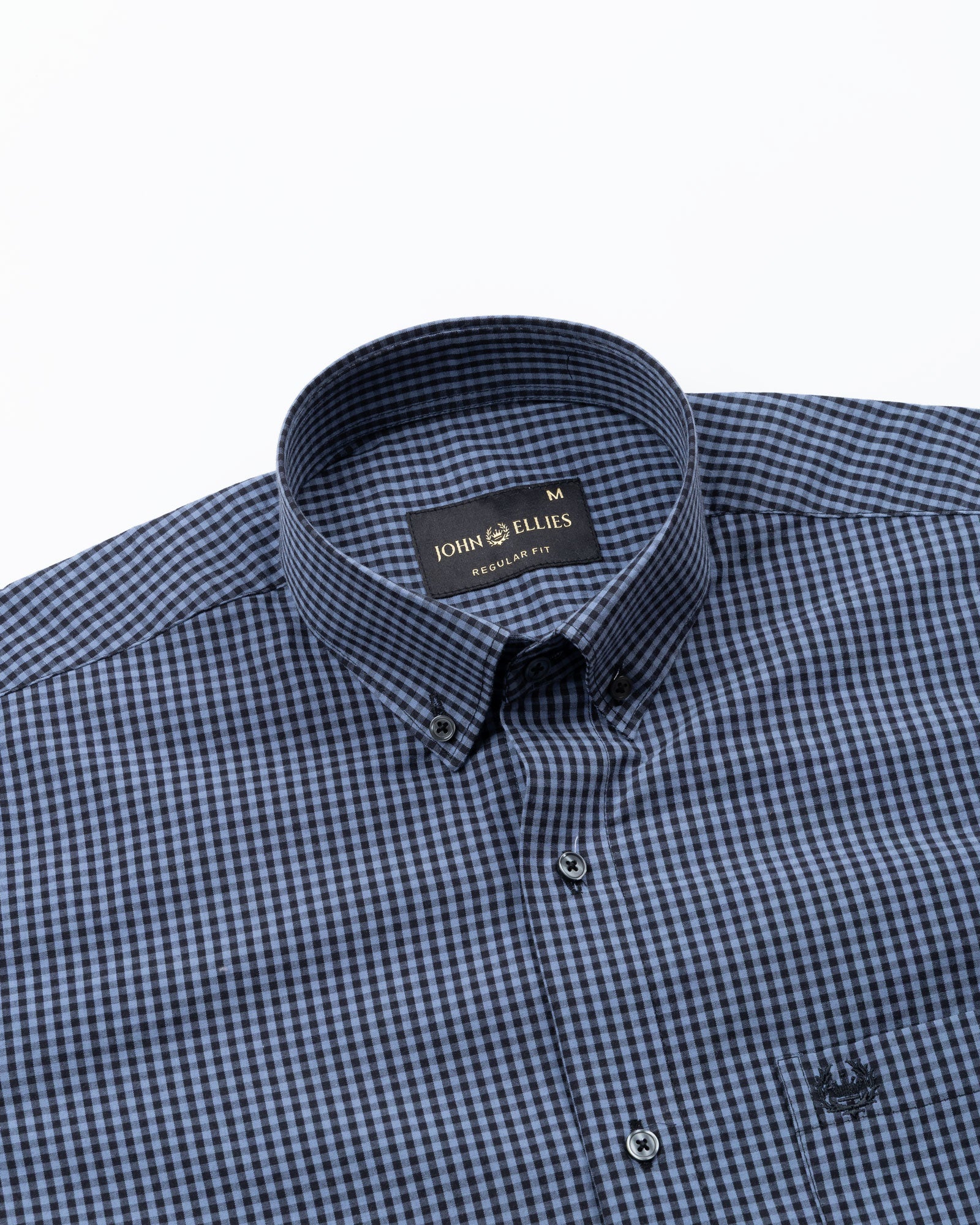 Tauren Grey Check Button Down Cotton Shirt - John Ellies