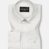 Tauren Olive Check Button Down Oxford Cotton Shirt - John Ellies