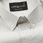 Tauren Olive Check Button Down Oxford Cotton Shirt - John Ellies