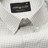 Tauren Olive Check Button Down Oxford Cotton Shirt - John Ellies