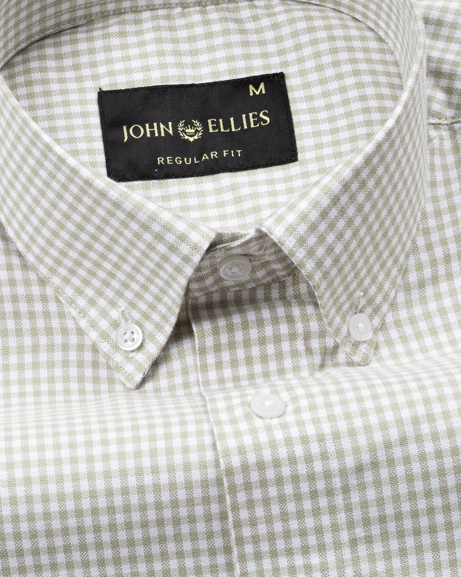 Tauren Olive Check Button Down Oxford Cotton Shirt - John Ellies