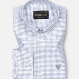 Tauren Silver Check Button Down Oxford Cotton Shirt - John Ellies