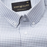 Tauren Silver Check Button Down Oxford Cotton Shirt - John Ellies