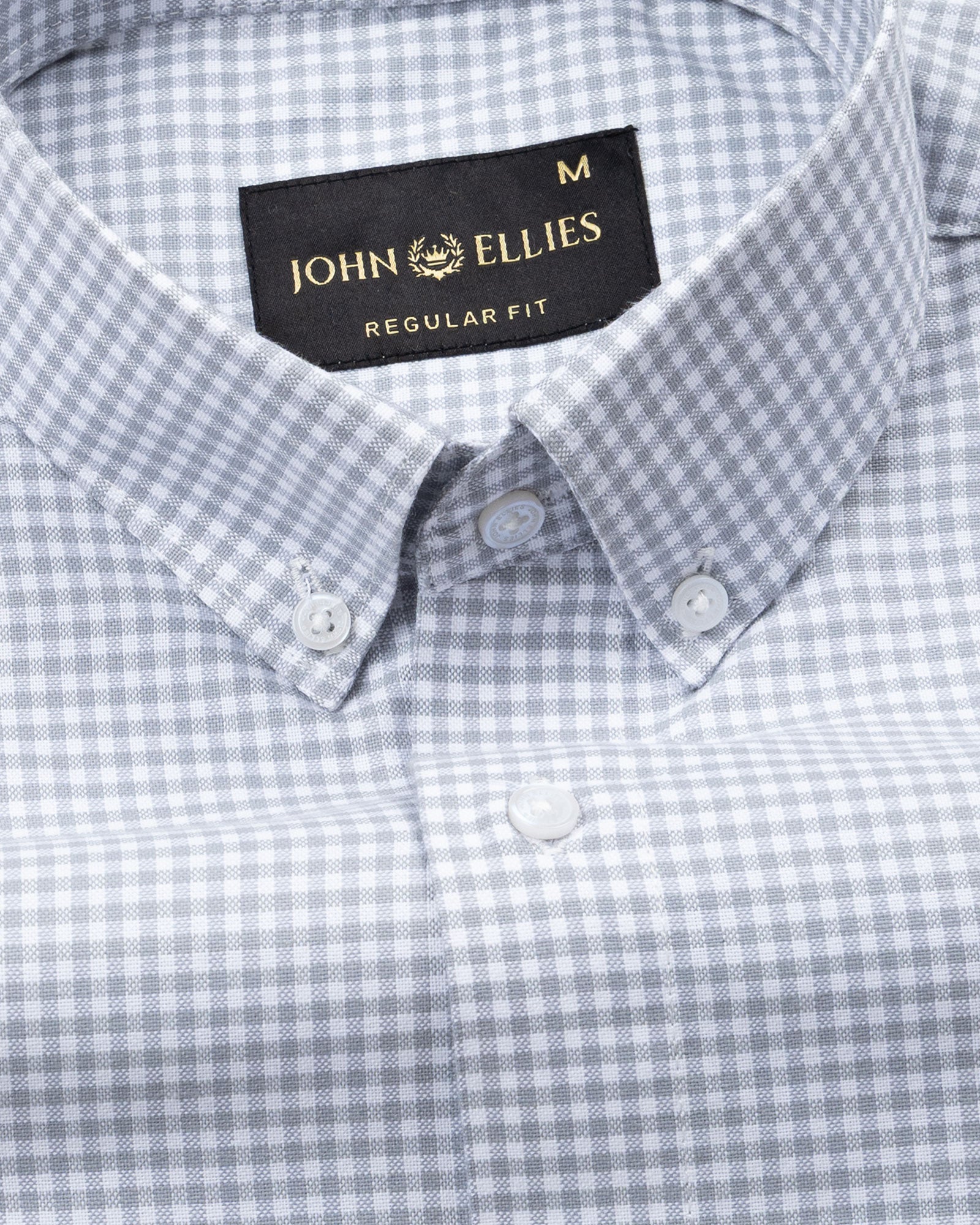 Tauren Silver Check Button Down Oxford Cotton Shirt - John Ellies