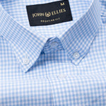 Tauren Sky Blue Check Button Down Oxford Cotton Shirt - John Ellies