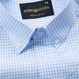 Tauren Sky Blue Check Button Down Oxford Cotton Shirt - John Ellies
