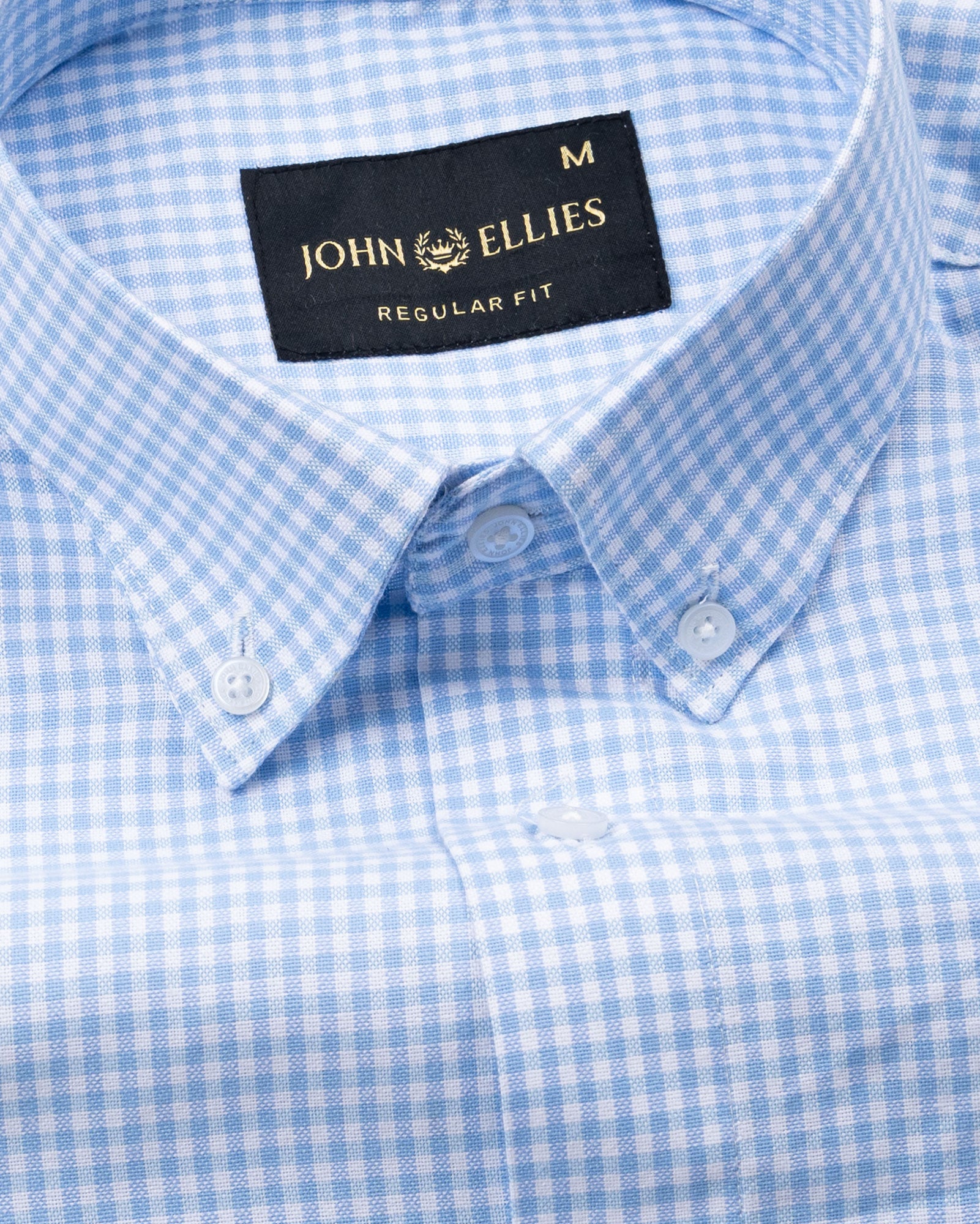 Tauren Sky Blue Check Button Down Oxford Cotton Shirt - John Ellies