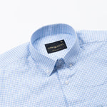 Tauren Sky Blue Check Button Down Oxford Cotton Shirt - John Ellies
