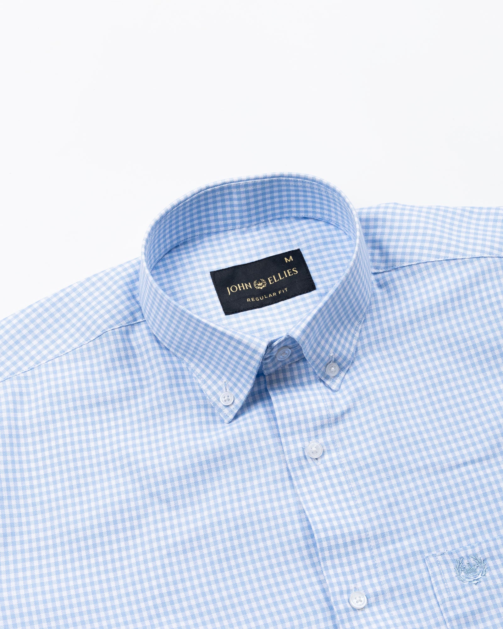 Tauren Sky Blue Check Button Down Oxford Cotton Shirt - John Ellies