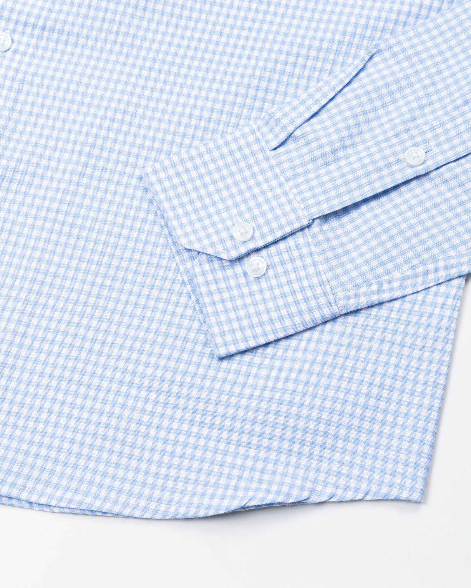 Tauren Sky Blue Check Button Down Oxford Cotton Shirt - John Ellies