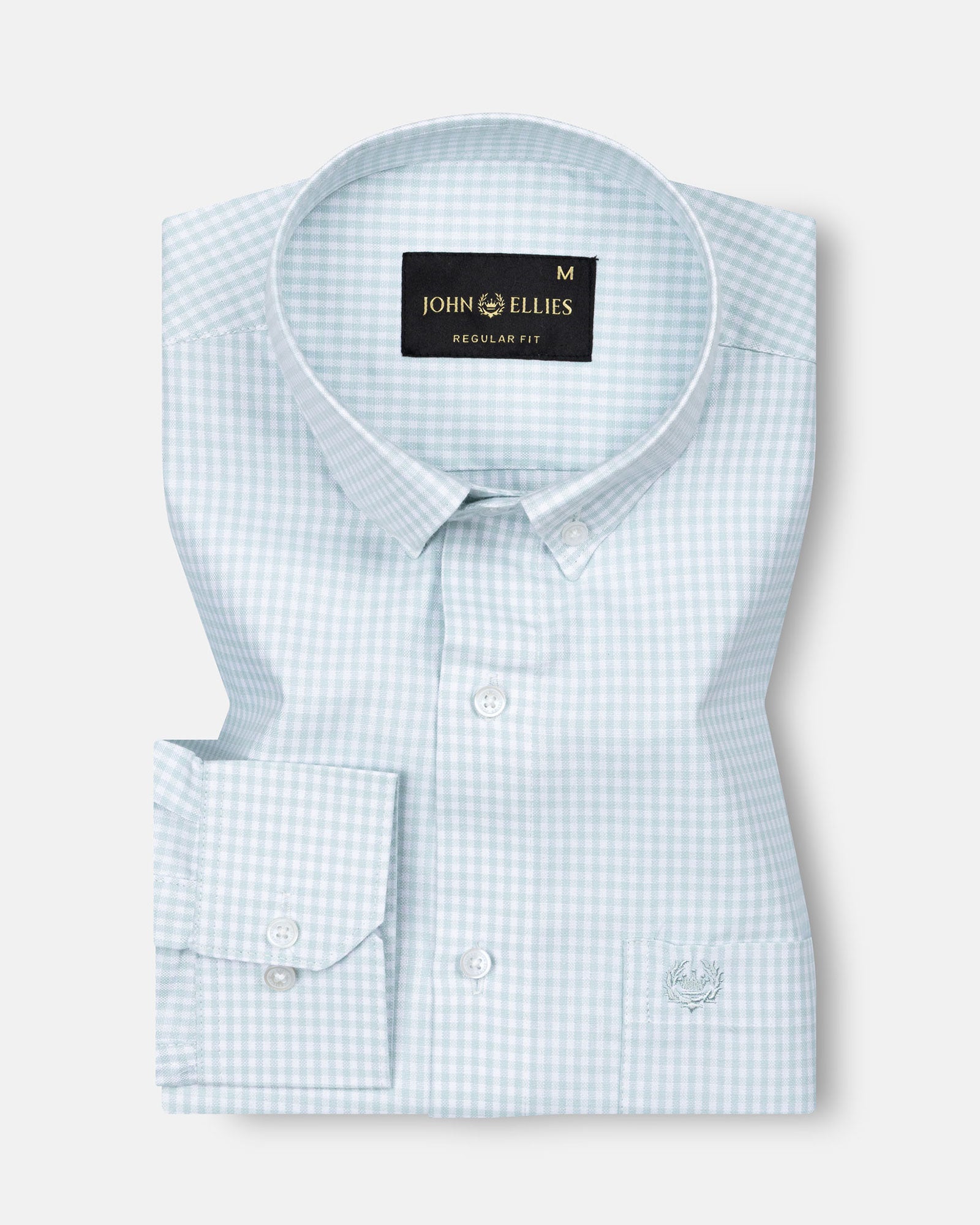 Tauren Green Check Button Down Oxford Cotton Shirt - John Ellies
