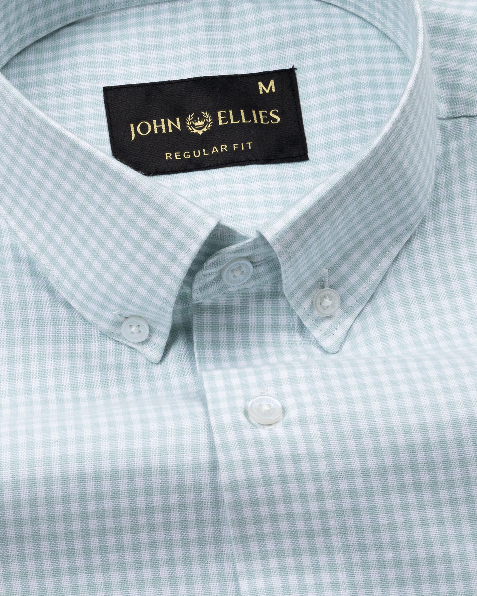 Tauren Green Check Button Down Oxford Cotton Shirt - John Ellies