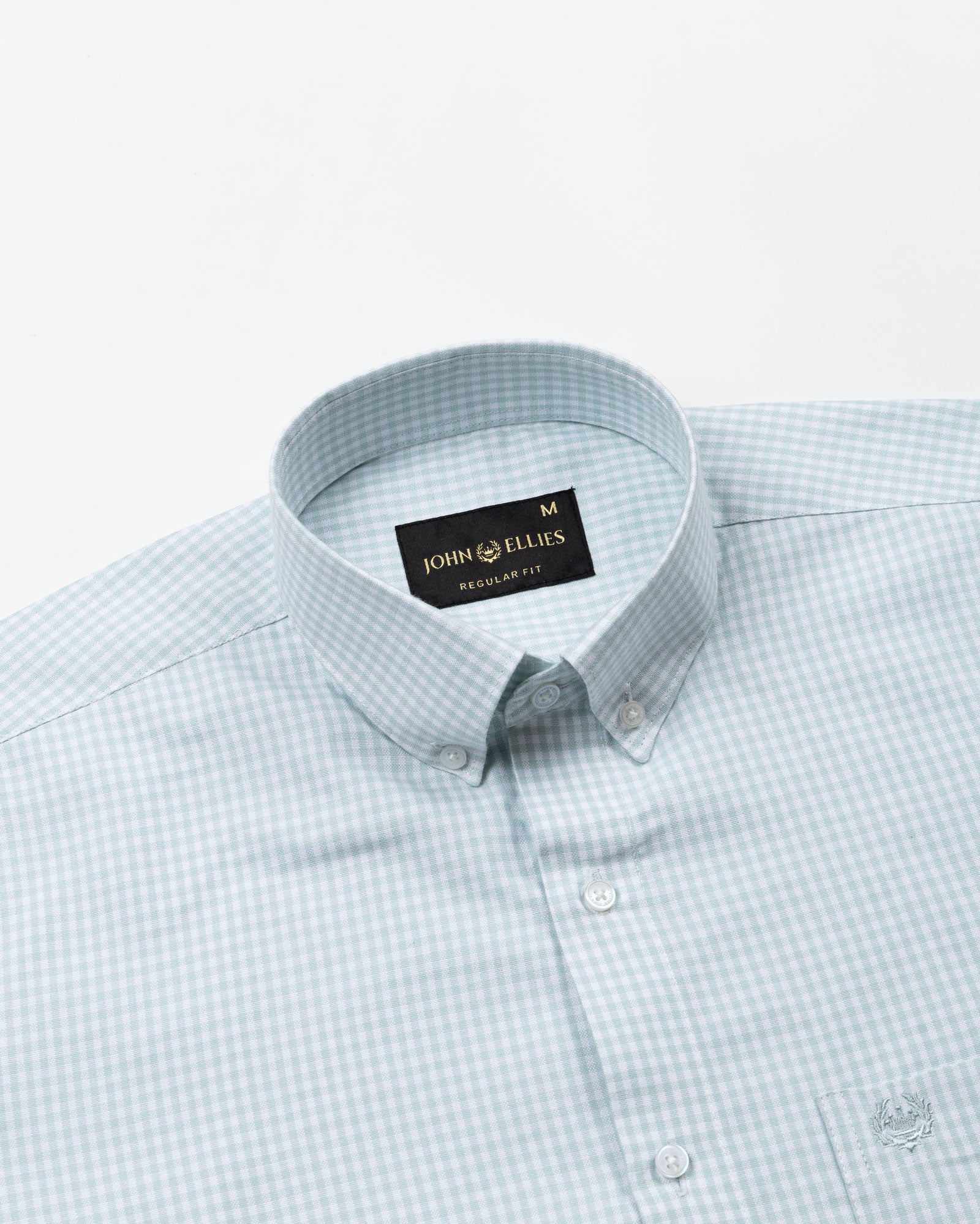 Tauren Green Check Button Down Oxford Cotton Shirt - John Ellies