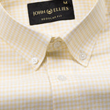 Tauren Yellow Check Button Down Oxford Cotton Shirt - John Ellies