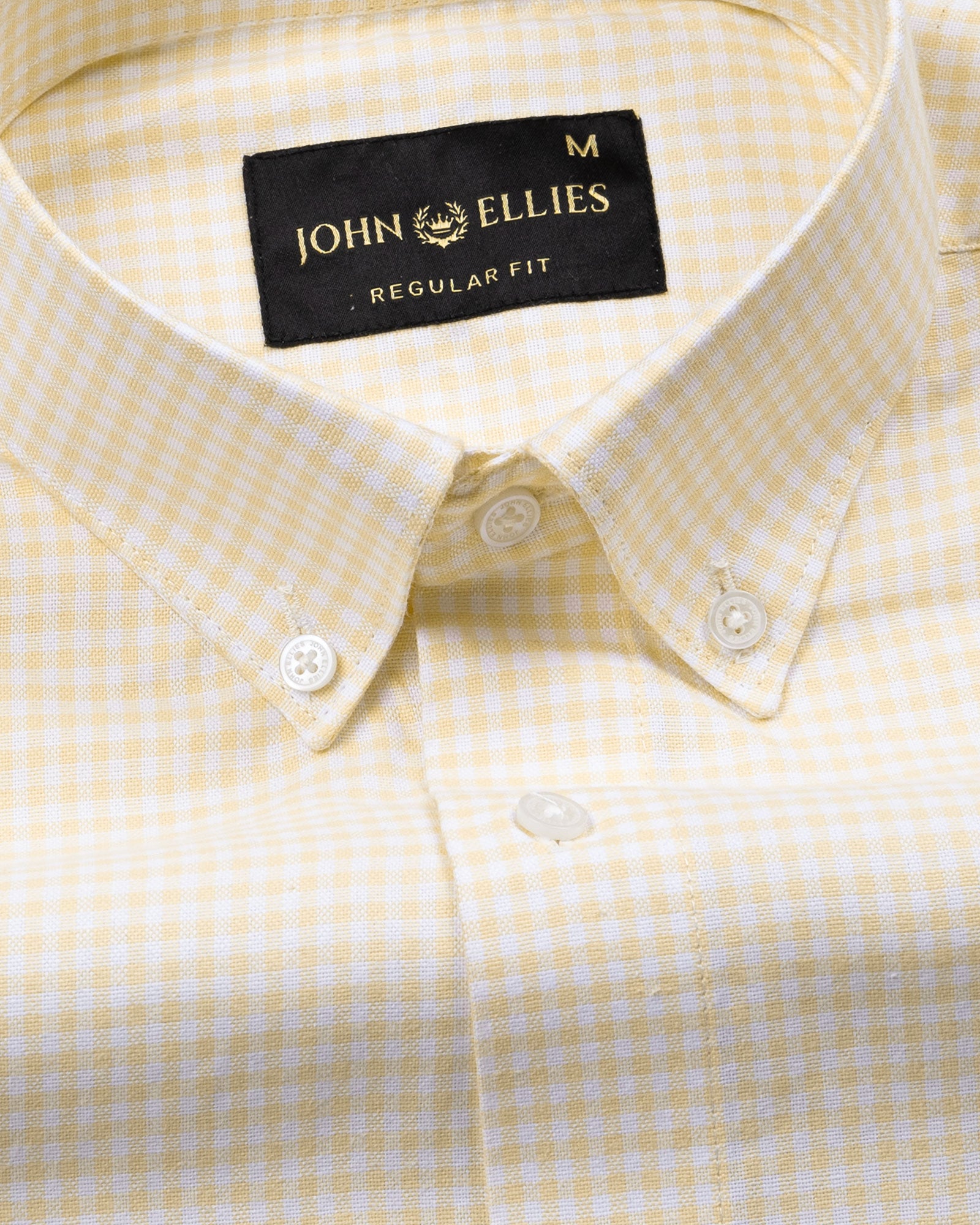 Tauren Yellow Check Button Down Oxford Cotton Shirt - John Ellies