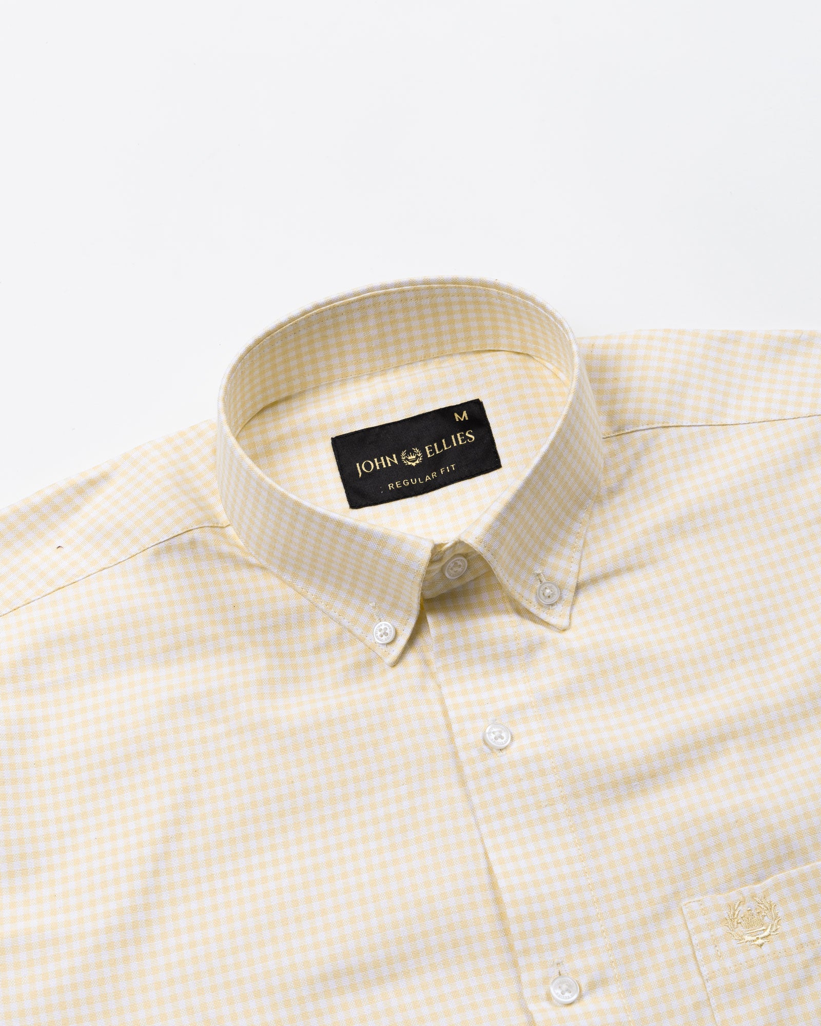 Tauren Yellow Check Button Down Oxford Cotton Shirt - John Ellies