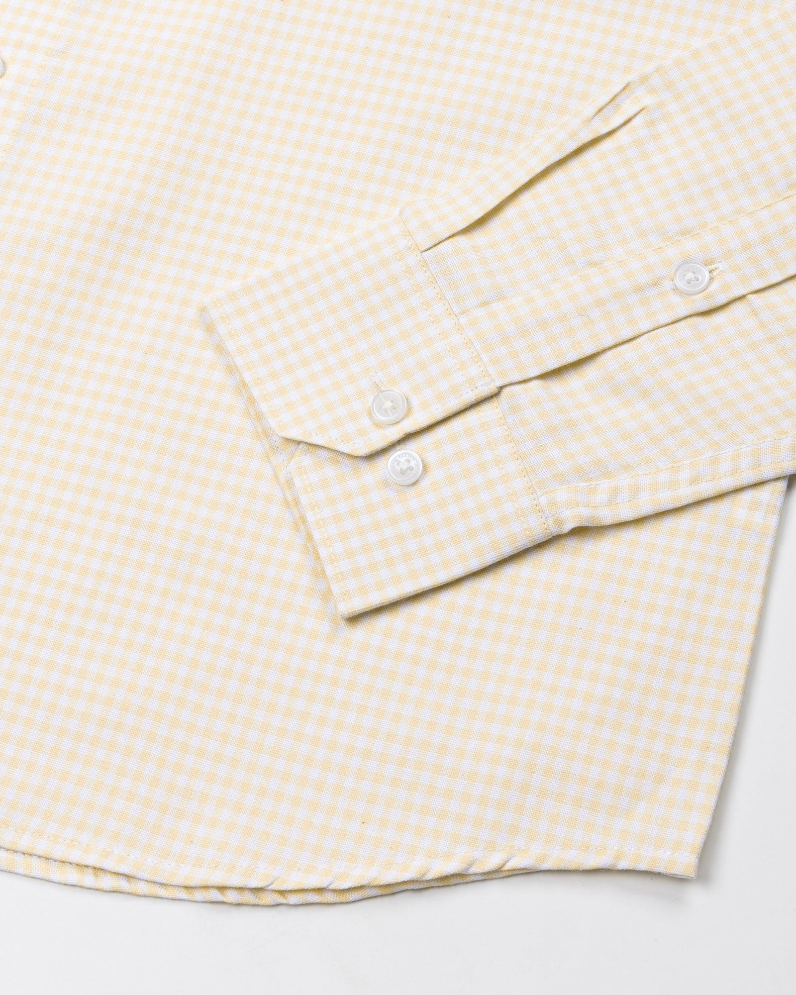 Tauren Yellow Check Button Down Oxford Cotton Shirt - John Ellies