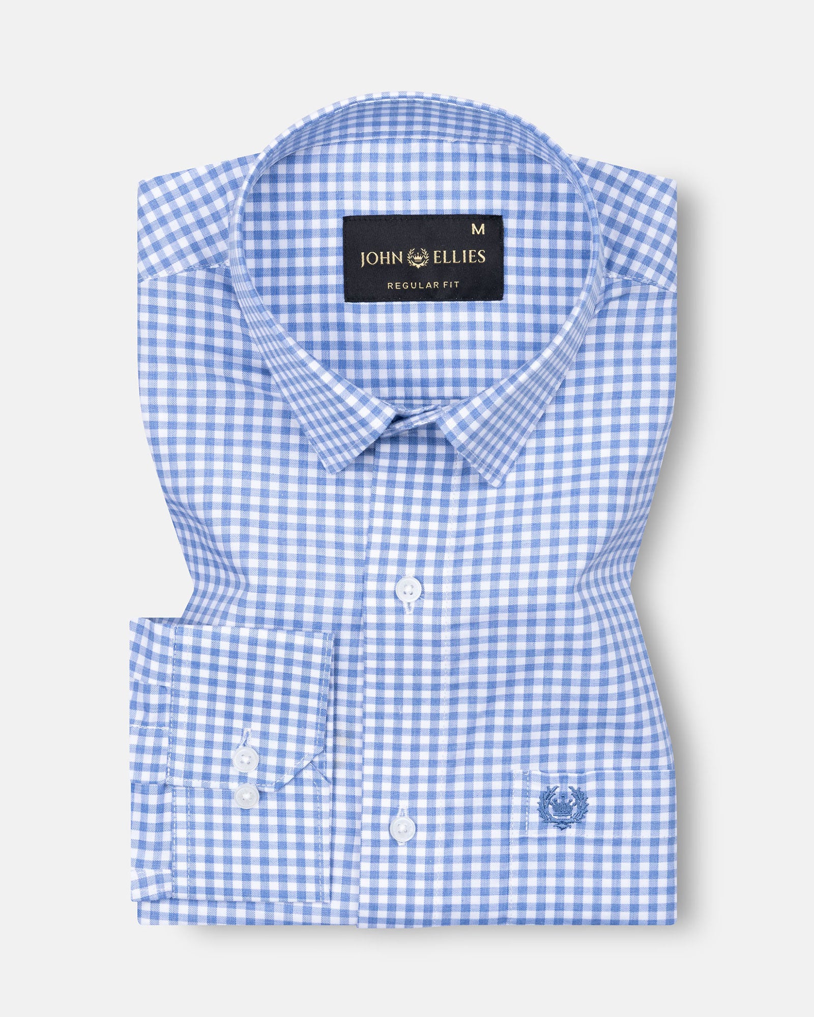 Tauren Blue Check Oxford Cotton Shirt - John Ellies