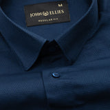 Arvoth Navy Blue Cotton Textured Shirt