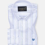 Faryn Steel Blue Stripe Linen Shirt