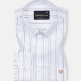 Faryn Navy Blue Stripe Linen Shirt