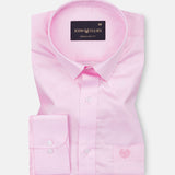 Linfro Pink Front Placket Plain Cotton Shirt