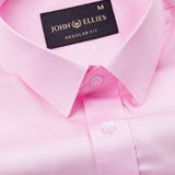 Linfro Pink Front Placket Plain Cotton Shirt