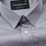Linfro Grey Front Placket Plain Cotton Shirt