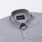 Linfro Grey Front Placket Plain Cotton Shirt