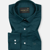 Linfro Green Front Placket Plain Cotton Shirt