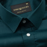 Linfro Green Front Placket Plain Cotton Shirt