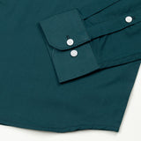Linfro Green Front Placket Plain Cotton Shirt