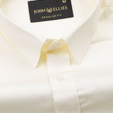 Linfro Cream Front Placket Plain Cotton Shirt