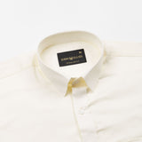 Linfro Cream Front Placket Plain Cotton Shirt