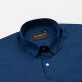 Linfro Navy Blue Front Placket Plain Cotton Shirt