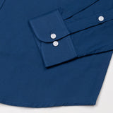 Linfro Navy Blue Front Placket Plain Cotton Shirt