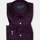 Linfro Purple Front Placket Plain Cotton Shirt