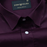 Linfro Purple Front Placket Plain Cotton Shirt