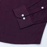 Linfro Purple Front Placket Plain Cotton Shirt