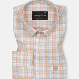 Strovic Orange Check Linen Shirt