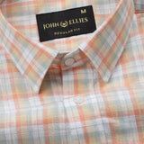 Strovic Orange Check Linen Shirt