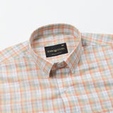 Strovic Orange Check Linen Shirt