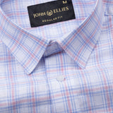 Strovic Powder Blue Check Linen Shirt