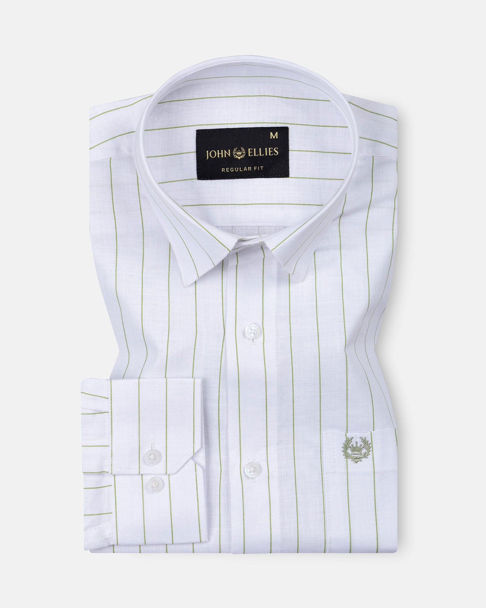 Flaen Green Strips Linen Shirt - John Ellies