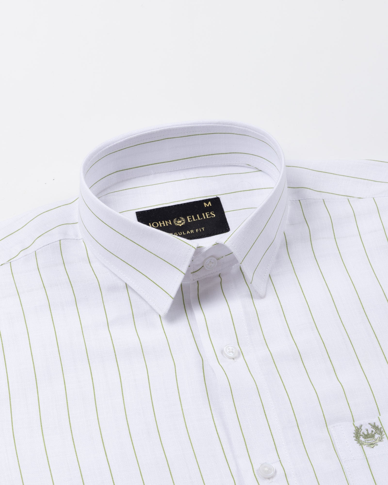 Flaen Green Strips Linen Shirt - John Ellies