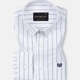 Flaen Navy Blue Strips Linen Shirt - John Ellies
