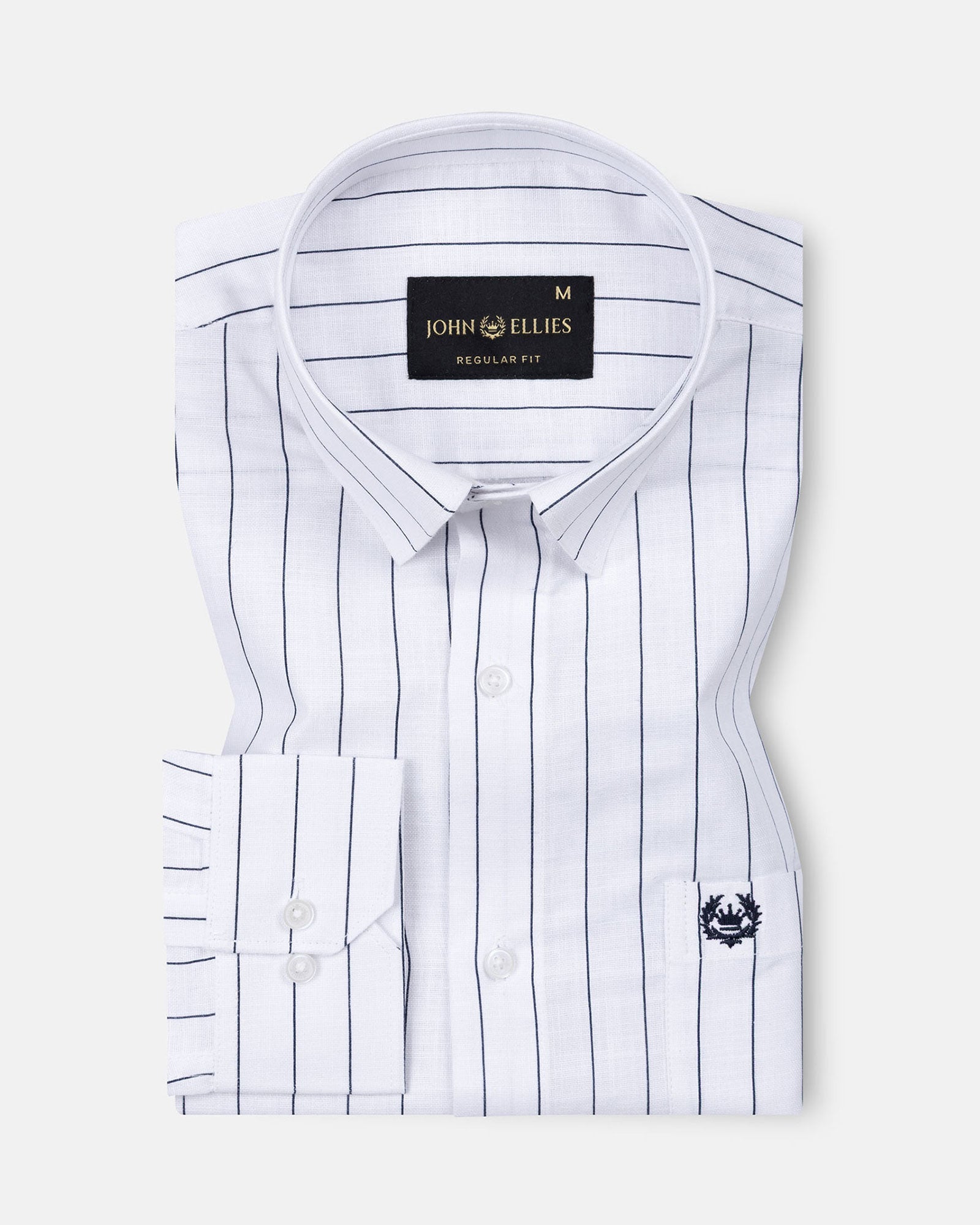 Flaen Navy Blue Strips Linen Shirt - John Ellies