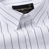 Flaen Navy Blue Strips Linen Shirt - John Ellies